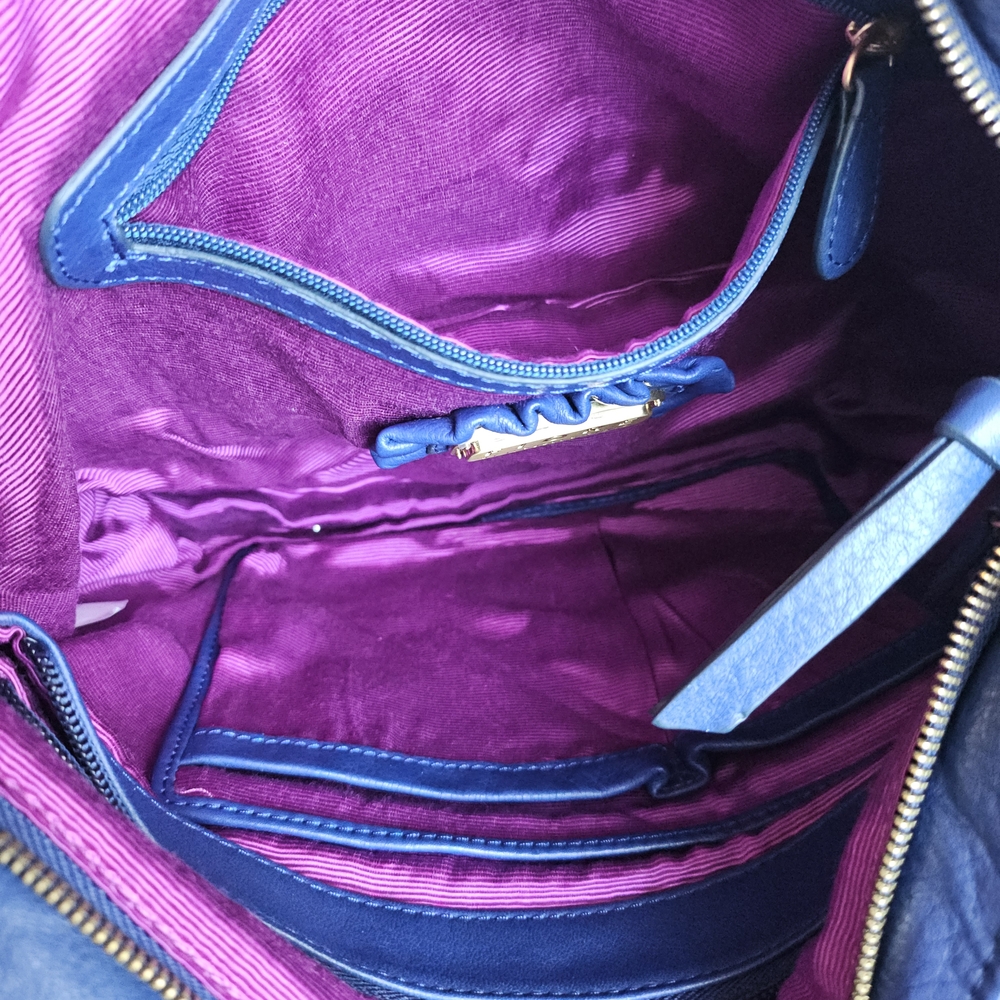 Fiore By Isabella Fiore Cobalt Blue Embroidered Leather Bag - Picture 5 of 12